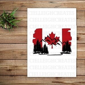 Canada flag & Mountains vinyl decal Sticker Handcrafted